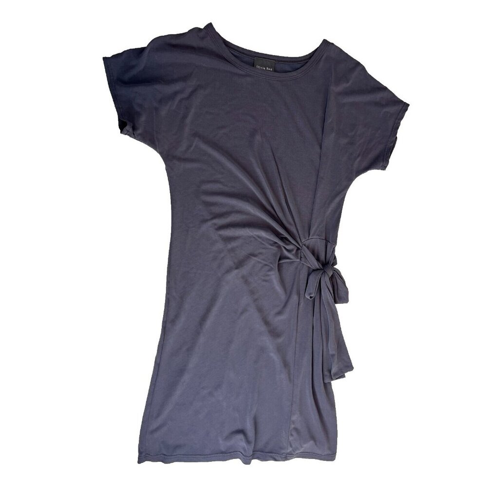 Olivia Rae New York Women's Blue Gray Short Sleeve Tie Knot Dress Size Small